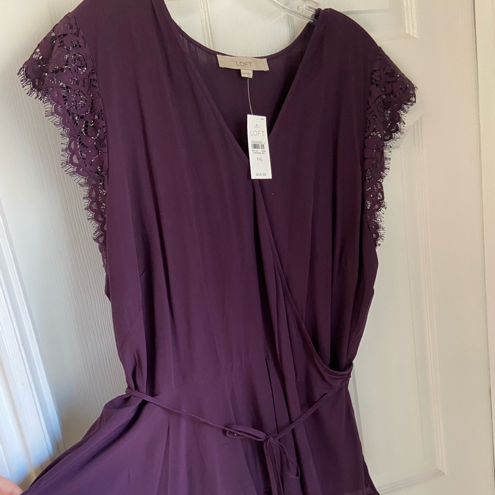 LOFT Wrap Shirt with Lace shoulder